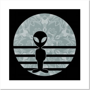Encounters Kaleidoscope Pattern Gray Alien Sunset Silhouette Posters and Art